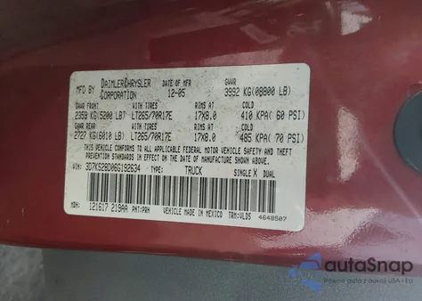 2006 Dodge Ram 2500 Laramie from USA, damaged, VIN 3D7KS28D06G192634